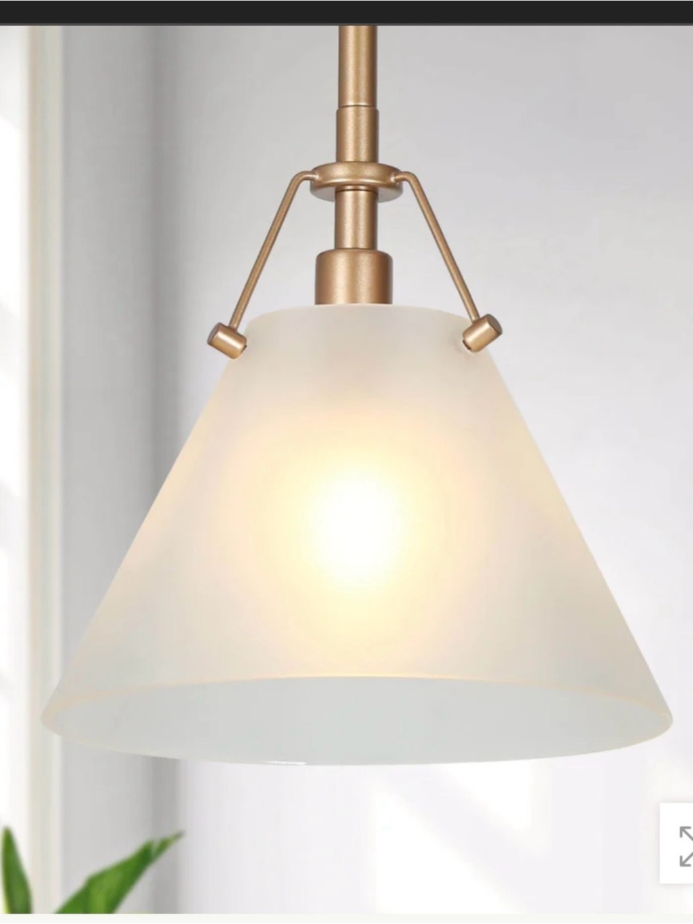 New Hebe Frosted Glass Cone Pendant Light in matte gold